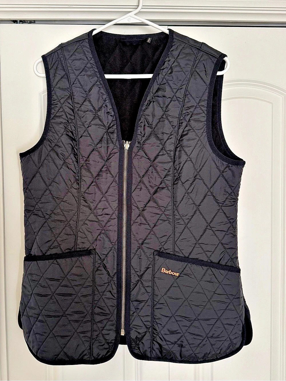 Barbour Betty Quilted Fleece-Lined Gilet Vest Black Size 12